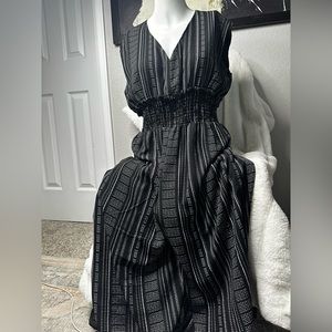 Black and White Striped Jumpsuit